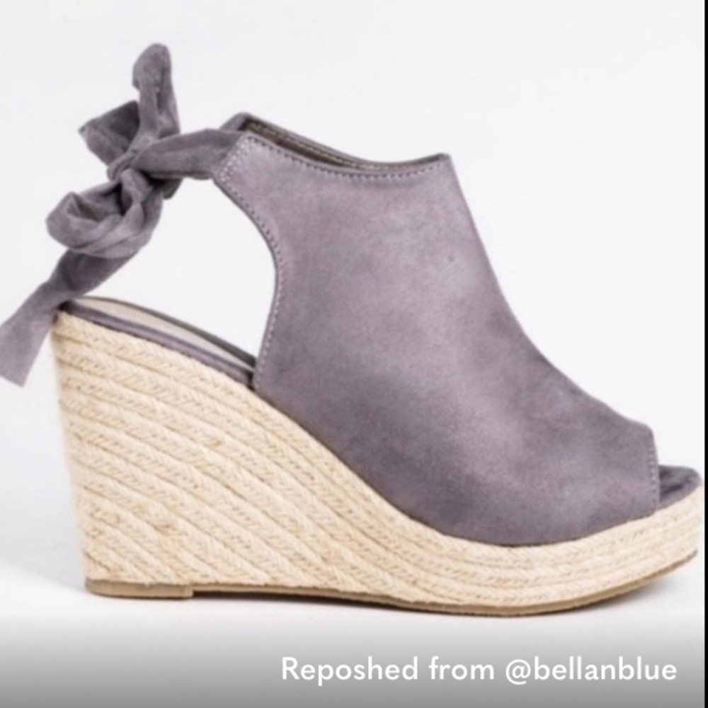 Vegan Suede Peep toe espadrilles - Picture 4 of 4